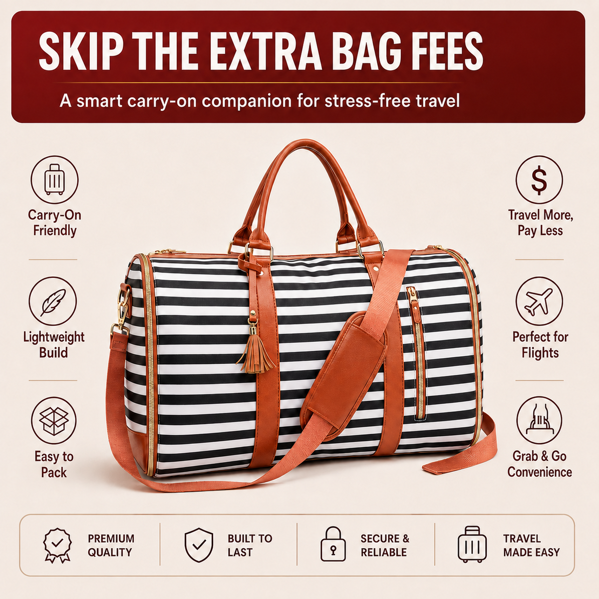 Large Capacity Foldable Travel Duffle Bag