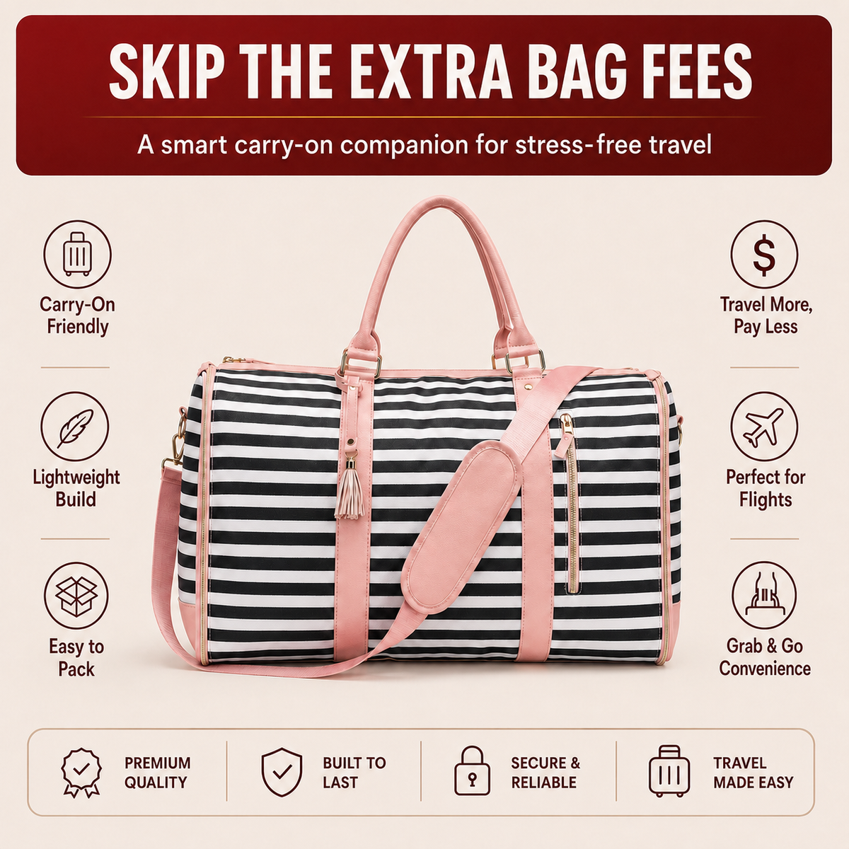 Large Capacity Foldable Travel Duffle Bag